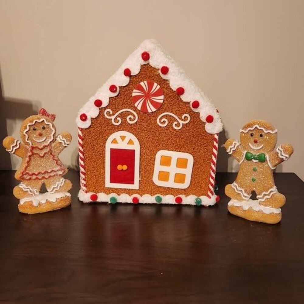 Gingerbread House and Figures Holiday Decor Set